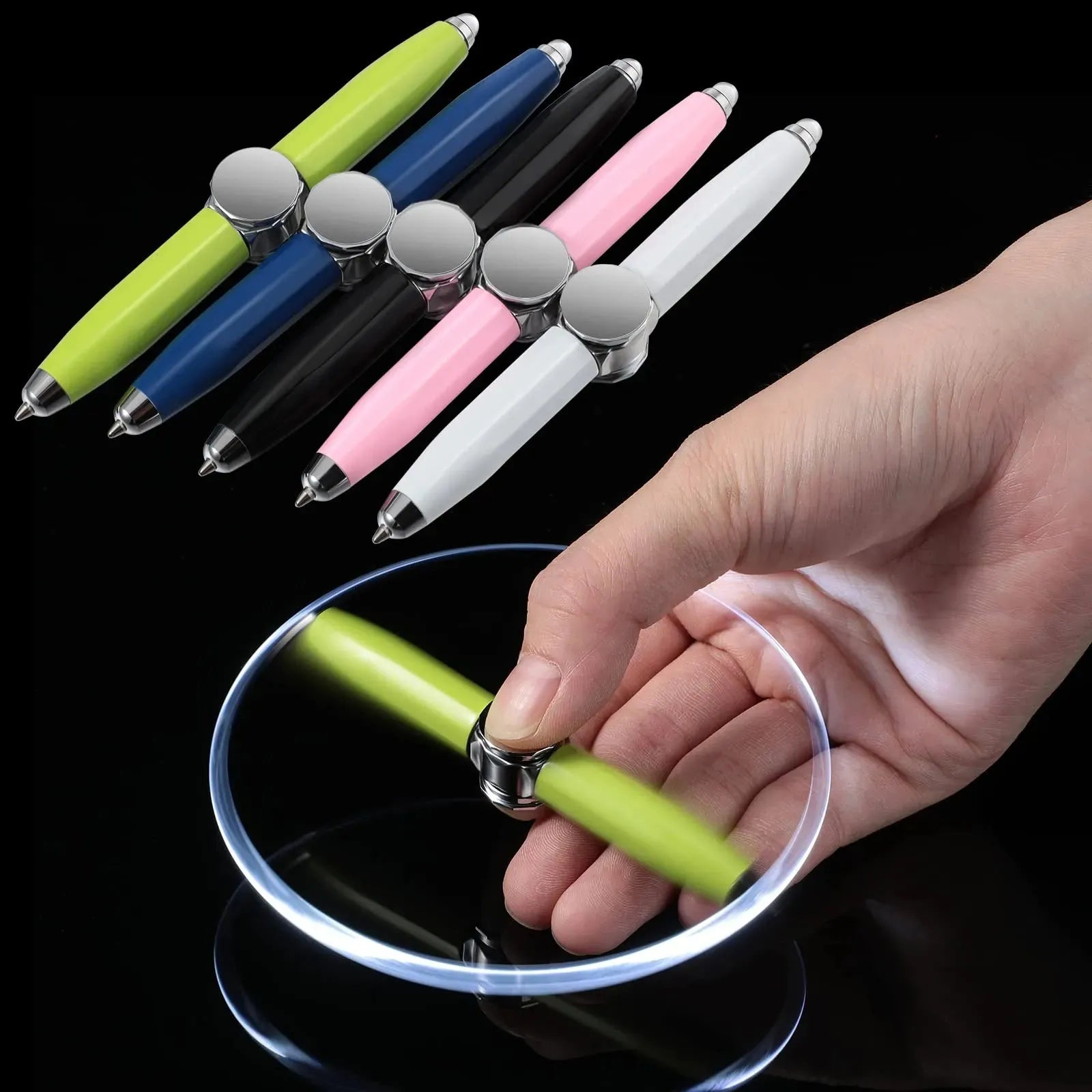 Creative Multi-Function LED Pen Spinning Decompression Gyro Metal Ballpoint Pen Fashion Office School Supplies Writing Pens - Bellarte Enchanté Creative Multi-Function LED Pen Spinning Decompression Gyro Metal Ballpoint Pen Fashion Office School Supplies Writing Pens